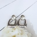 Maxi Aretes Cuadrados Plateados