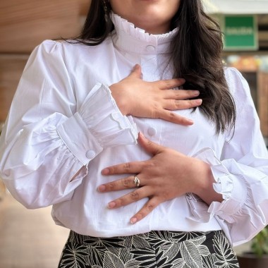 Camisa de botones en popelina algodon mujer